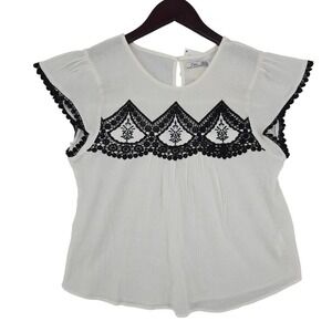 DEX Romance Awaits Crochet Lace Boho Cottagecore Top XS Vintage Inspired Prairie